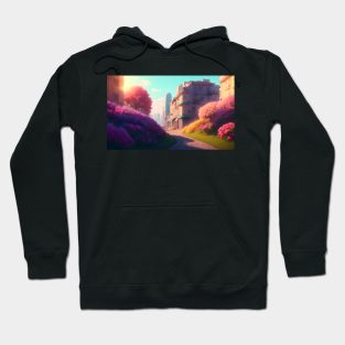 City street with beautiful flowers Hoodie